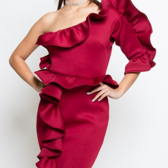 MODA ME COUTURE Dresses & Skirts - GLAMOUR GIRL Burgundy Dress MADE IN USA